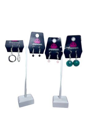 Lot of 4 Paparazzi Silver Tone Pierced Earrings (6445)